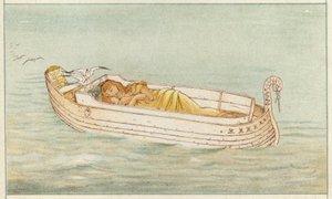 Danae and Perseus (colour litho)