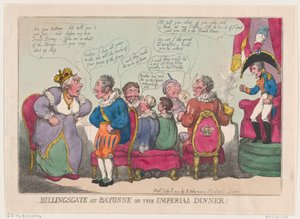 Billingsgate at Bayonne ، أو The Imperial Dinner! 10 يوليو 1808. ، 10 يوليو 1808. بواسطة توماس رولاندسون