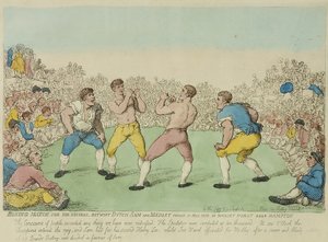 Boxing Match for 200 Guineas between Dutch Sam and Medley (coloured etching) بواسطة توماس رولاندسون
