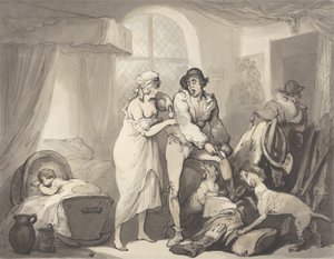 الساعة الرابعة في البلد ، حوالي 1788-90 (جرافيت وقلم وحبر وألوان مائية على ورق) بواسطة توماس رولاندسون