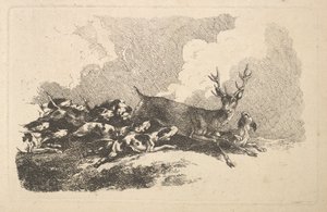 كلاب الصيد في الأيل ، 1784-88. بواسطة توماس رولاندسون