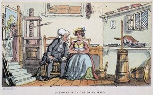 Le doctorur avec une servante - في "" ثلاث جولات لـ Doctor Syntax: بحثًا عن العزاء الرائع والزوجة "بقلم ويليام كومب ، مريض. رولاندسون بواسطة توماس رولاندسون