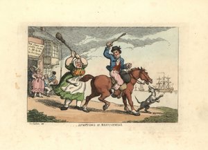 Man beating a stubborn horse with a cudgel, while the owner Wido بواسطة توماس رولاندسون