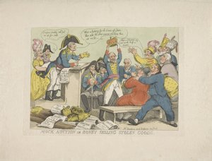 يبيع نابليون البضائع المسروقة ، 1813 المزاد الوهمي أو بيع Boney للبضائع المسروقة (العنوان على الكائن) بواسطة توماس رولاندسون