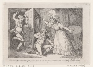 يقاطع بارتريدج توم جونز في احتجاجاته أمام السيدة بيلستون ، من كتاب The History o ... ، 1792. بواسطة توماس رولاندسون