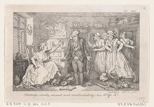 اتهم الحجل بقسوة وسوء المعاملة من قبل زوجته ، من تاريخ توم جونز ، أحد ... ، 1792. بواسطة توماس رولاندسون