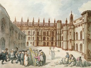 Quadrangle of King&39;s College ، كامبريدج (قلم ومرحاض على ورق) بواسطة توماس رولاندسون
