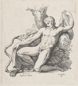 الثعبان يهاجم رجل عار 1799. ، 1799. بواسطة توماس رولاندسون