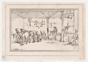 الحذاء: The Village Forge A Farrier's Shop ، 1787. ، 1787. بواسطة توماس رولاندسون
