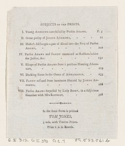 جدول المحتويات: مغامرات جوزيف أندروز وصديقه السيد أبراهام آدمز ، 1792. ، 1792 بواسطة توماس رولاندسون
