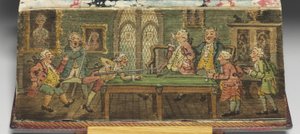 "كتاب الصلاة المشتركة" ، تفاصيل لوحة مقدمة "لعبة بلياردو" ، 1772 بواسطة توماس رولاندسون