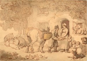 بائع الأسماك ، حوالي 1775-1800 (ألوان مائية وحبر) بواسطة توماس رولاندسون