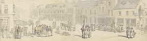 الطريق السريع في يوم السوق ، نيوبورت ، جزيرة وايت ، c.1797-1800 (قلم وحبر ومرحاض على ورق) بواسطة توماس رولاندسون
