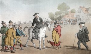 النائب يبيع حصانه ، رسم توضيحي من "نائب ويكفيلد" بقلم أوليفر جولدسميث ، حانة. أكرمان ، 1817 (ألوان مائية يدوية) بواسطة توماس رولاندسون