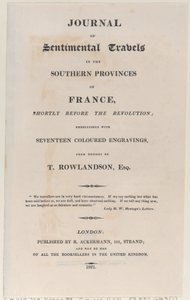 صفحة العنوان ، من مجلة الرحلات العاطفية في المقاطعات الجنوبية لفرنسا ، شور ... ، 1821. بواسطة توماس رولاندسون