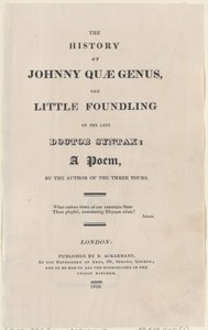 صفحة العنوان ، من تاريخ Johnny Quae Genus ، The Little Foundling of the Late Docto ... ، 1822. بواسطة توماس رولاندسون