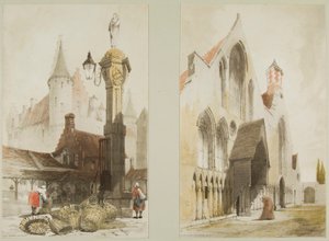 سوق السمك ، أنتويرب و Hospice des Vieillards ، كاند ، من العمارة الخلابة في باريس ، غينت ، أنتويرب ، توين ، إلخ. بواسطة توماس شوتر بويز