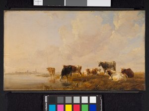 الماشية بجوار النهر ، 1835 بواسطة توماس سيدني كوبر