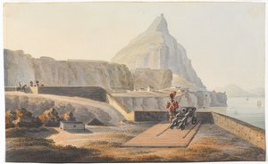 كوخ المحافظين على صخرة جبل طارق ، مارس 1827 (ألوان مائية) بواسطة توماس ستونتون سانت كلير