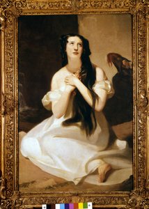 صورة لماري آن باتون (السيدة وود) (1802-1864) مغنية إنجليزية. اللوحة لتوماس سولي.