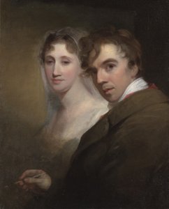 صورة ذاتية للفنان يرسم زوجته ، c.1810 بواسطة توماس سولي