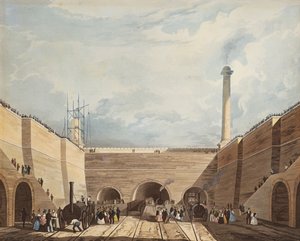 مدخل خط السكة الحديد في إيدج هيل ، ليفربول ، محفور بواسطة H. Pyall ، 1831 (النقش الملون باليد والخط المائي) بواسطة توماس تالبوت بيري