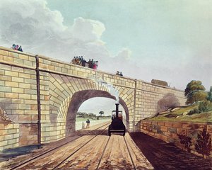جسر رينهيل ، اللوحة 12 من "سكك حديد ليفربول ومانشستر" ، نقشها هنري بيال (1795-1833) ، حانة. بقلم Ackermann und Co. ، 1833 بواسطة توماس تالبوت بيري