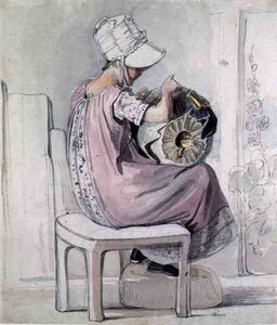 صنع شعر فتاة (ألوان مائية وقلم رصاص على ورق) بواسطة توماس يفوز