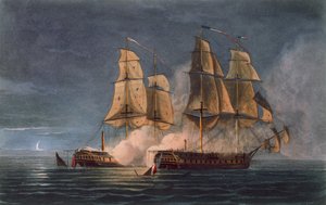الاستيلاء على Thetis بواسطة HMS Amethyst ، 10 نوفمبر 1808 ، منقوش بواسطة T. Sutherland لـ `` التسلسل الزمني البحري لبريطانيا العظمى &39;&39; بقلم J. Ralfe ، نشر عام 1820