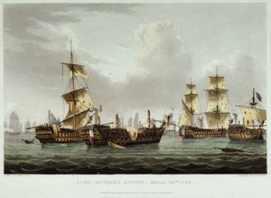 المعركة البحرية بقيادة اللورد ويليام هوثام (1736-1813)، في 14 مارس بواسطة توماس ويتكومب