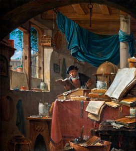 ""Un savant dans son bureau"" (A scholar in his Study) Peinture de Thomas Wyck (Wyjck ou Wijck) (vers 1616-1677) - Oil on canvas - 33,5x31 - Hallwylska Museet, Stockholm