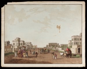 شارع دار المحكمة القديم الذي يتطلع إلى الجنوب من مناظر كلكتا بواسطة توماس وويليام دانييل