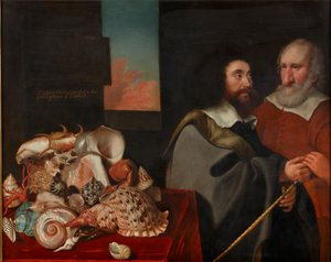 جون تريدسكانت الأصغر مع روجر فريند ومجموعة من الأصداف الغريبة ، 1645 بواسطة توماس دي كريتز