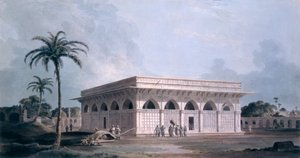 Chaunsath Khamba ، نظام الدين ، نيودلهي (aquatint الملونة) بواسطة توماس وويليام دانييل