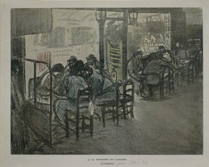 Paris on terrace of cafe, by Theophile Alexandre Steinlen, sketch بواسطة ثيوفيل الكسندر شتاينلين