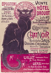 ملصق إعلاني عن معرض كاباريه "Collection du Chat Noir" في فندق Drouot ، باريس ، مايو 1898