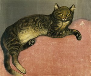 الصيف ، القط على الدرابزين ؛ L "Ete، Chat sur un Balustrade، 1909 بواسطة ثيوفيل الكسندر شتاينلين