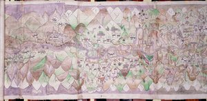 القسم الأوسط من Tsari rongkor (قماش مطلي) بواسطة مدرسة التبت