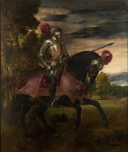 الإمبراطور تشارلز الخامس (1500-58) على ظهور الخيل في موهلبرج بواسطة تيزيانو فيتشيلي