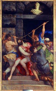 إكليل المسيح من الأشواك لوحة تيزيانو فيسيليو تسمى تيتيان (1485-1576) القرن السادس عشر الشمس. 3،03x1،8 م بواسطة تيزيانو فيتشيلي