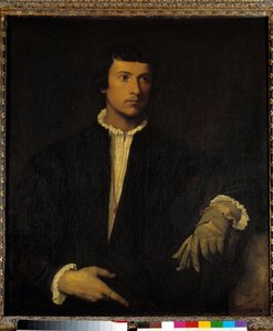 The Man with a Glove, c.1520 (oil on canvas) بواسطة تيتيان (1488-1576)