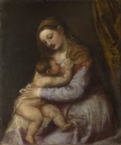العذراء والطفل حوالي 1570-76 (زيت على قماش) بواسطة تيزيانو فيتشيلي