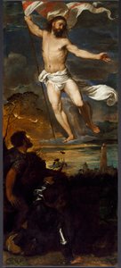 لوحة القيامة المركزية من متعدد افيرولدي. الرسم على الخشب بواسطة Tiziano Vecellio المسمى Titian (حوالي 1490-1576) القرن السادس عشر ، Brescia ، كنيسة القديسين Nazzaro و Celso بواسطة تيزيانو فيتشيلي