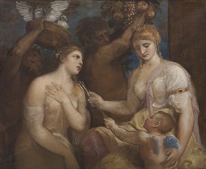 رمزية فينوس وكيوبيد ، c.1600 بواسطة تيزيانو فيتشيلي