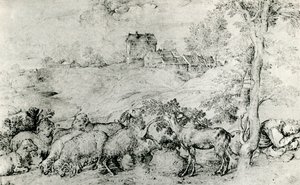 منظر طبيعي مع قطيع من الأغنام ، c1520 ، 1937 بواسطة تيزيانو فيتشيلي