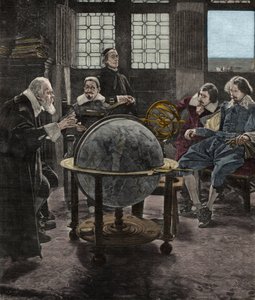 جون ميلتون (1608-1674) يزور جاليليو جاليلي (الجليل) ، في سجنه التابع لمحاكم التفتيش في أرسيتري ، بالقرب من فلورنسا ، في عام 1640. نقش القرن التاسع عشر من لوحة ت. ليسي.
