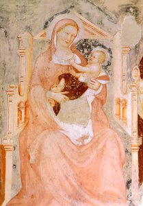 مادونا والطفل ، بواسطة توماسو دا مودينا (1326-1379) ، لوحة جدارية ، كنيسة سان فرانسيسكو ، تريفيزو