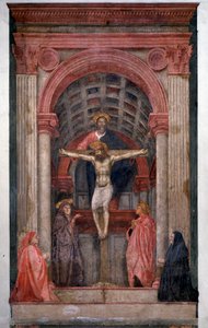 The Trinity God, Jesus Christ crucifies surrounds Saint John and the Virgin with two donors - Fresco بواسطة توماسو ماساتشيو