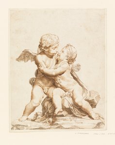 رسم، كيوبيدان يقبلان بعضهما البعض، 1750-90 بواسطة توماسو تودشيني