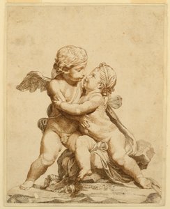 رسم، كيوبيدان يقبلان بعضهما البعض، 1750-90 بواسطة توماسو تودشيني